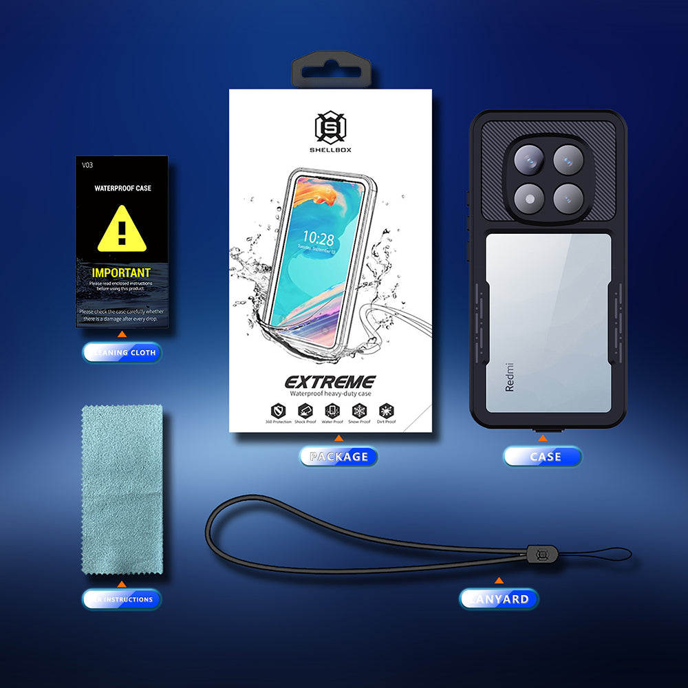 Водоустойчив калъф за Xiaomi Poco X7 / Redmi Note 14 Pro 5G, ShellBox, Черен