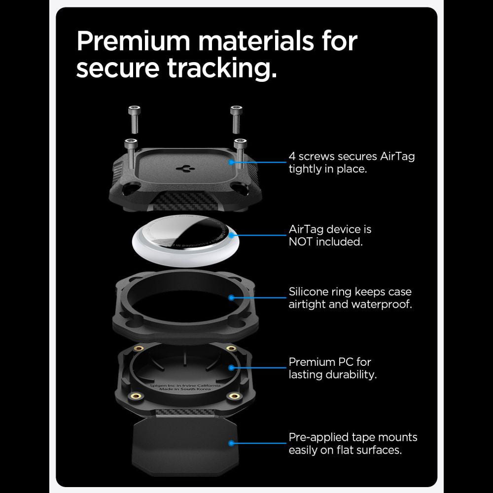 Калъф Waterproof Spigen Tough Armor за Apple AirTag, Черен ACS09781