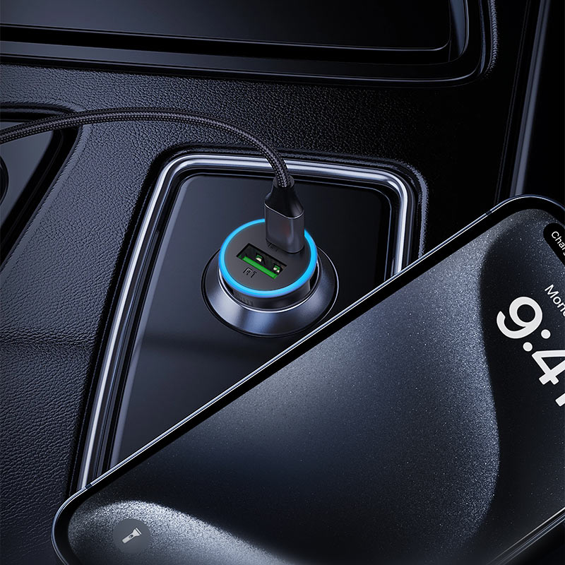 Автомобилен заряден уред Acefast B15, 65W, 3.25A, 1 X USB-A - 1 x USB-C, Сив