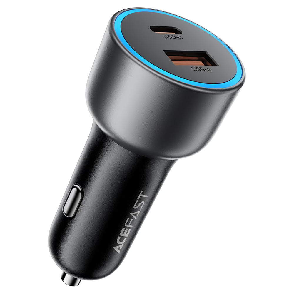 Автомобилен зарядно Acefast B21, 75W, 3A, 1 x USB-A - 1 x USB-C, Сив