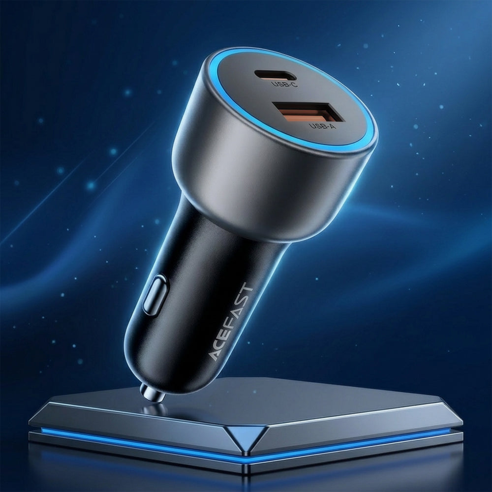 Автомобилен зарядно Acefast B21, 75W, 3A, 1 x USB-A - 1 x USB-C, Сив