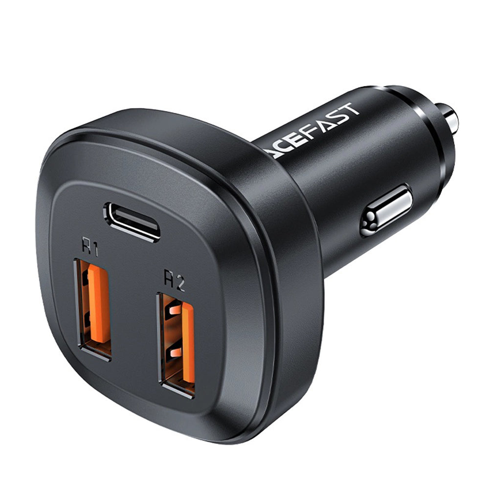 Acefast B9 Car Charger, 66W, 5A, 2 x USB-A - 1 x USB-C, Black
