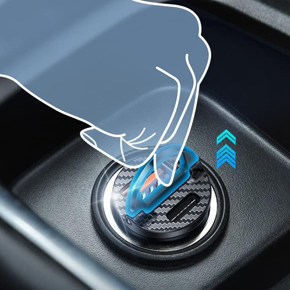 Автомобилен заряден уред Ainope, 30W, 5A, 1 x USB-A - 1 x USB-C, Черен