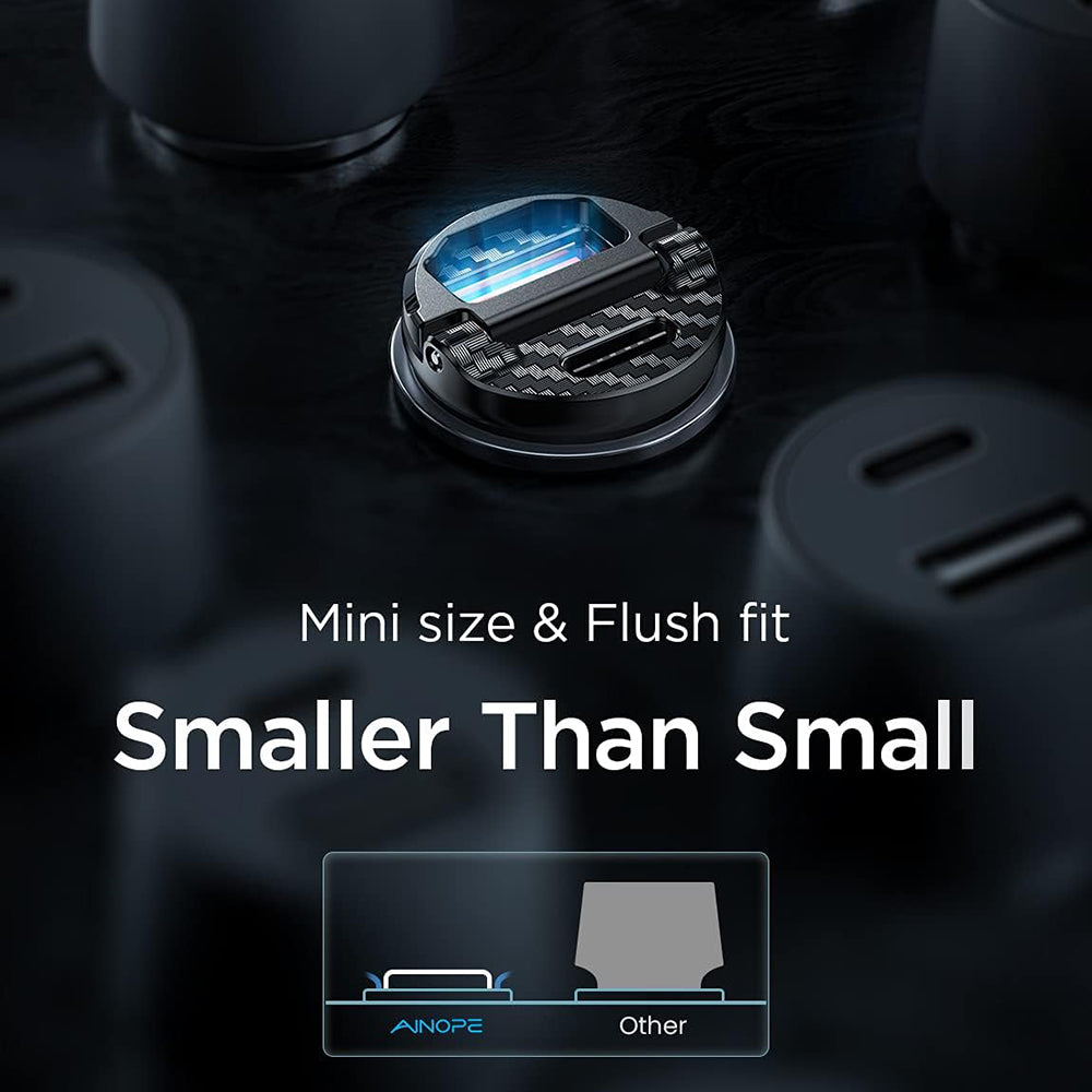 Автомобилен заряден уред Ainope, 30W, 5A, 1 x USB-A - 1 x USB-C, Черен