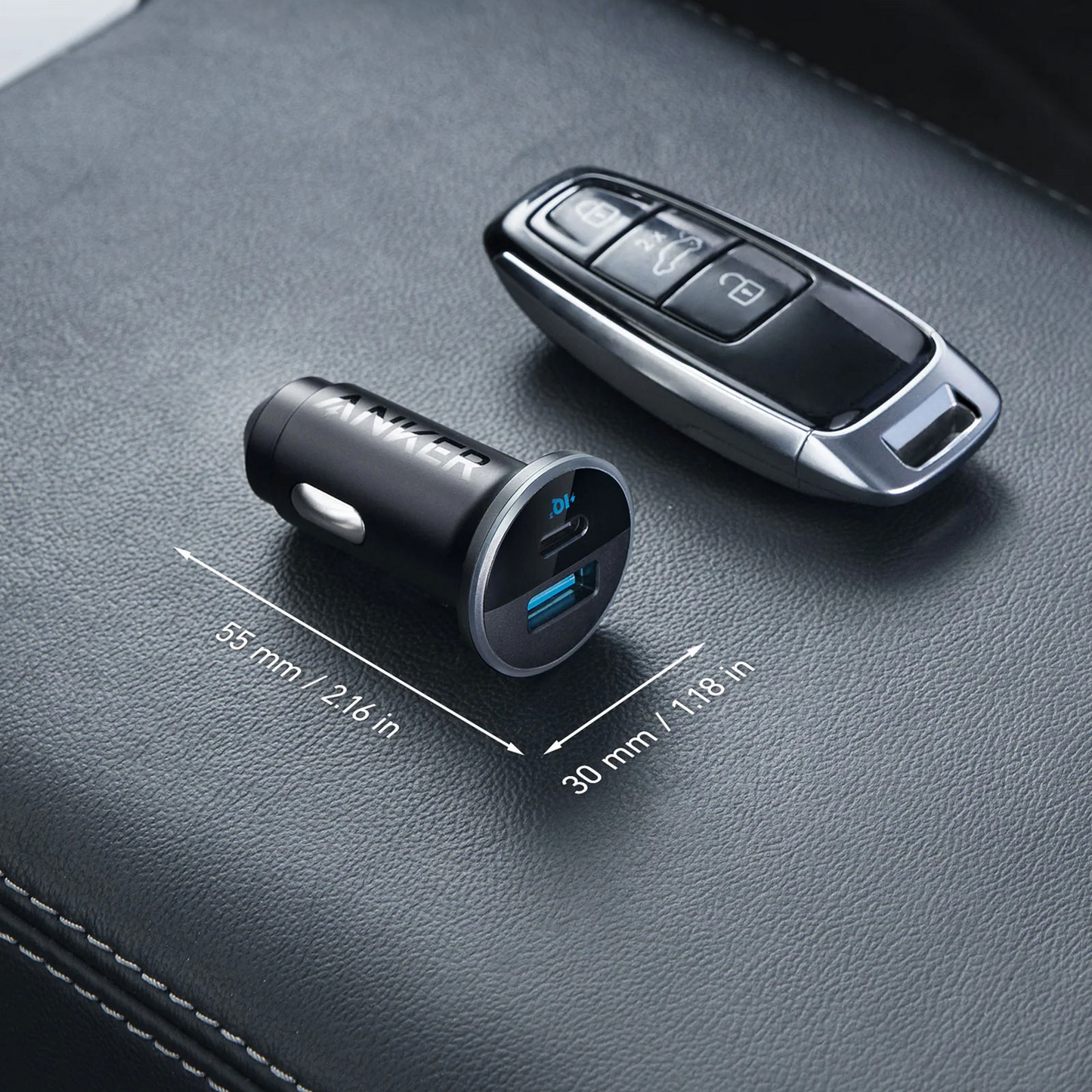 Автомобилен зарядно устройство Anker 323, 52.5W, 3A, 1 x USB-A - 1 x USB-C, Черен, Пререгистриран A2735G11