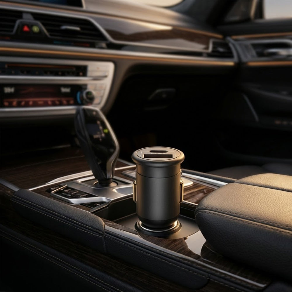 Автомобилен заряден уред Blueo, 35W, 3A, 1 x USB-A - 1 x USB-C, Сив