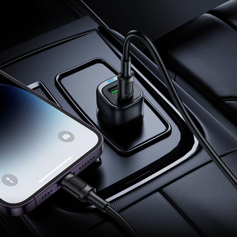 Автомобилен заряден уред Borofone BZ34B Cloud, 38W, 3A, 1 x USB-A - 1 x USB-C, Черен