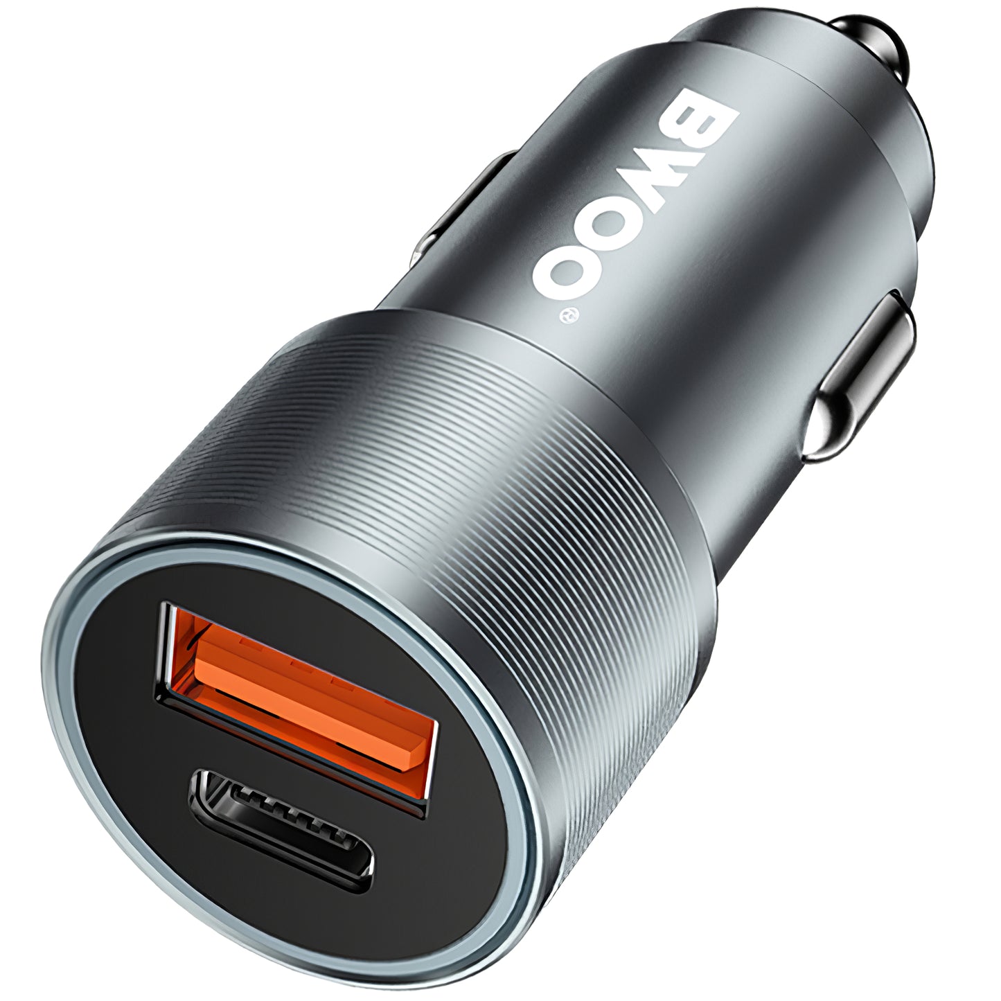 Car Charger BWOO BO-CC73, 38W, 3A, 1 x USB-A - 1 x USB-C, Silver