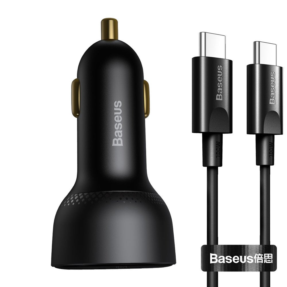 Автомобилен заряден уред с USB-C кабел Baseus Superme, 100W, 5A, 1 x USB-A - 1 x USB-C, Черен TZCCZX-01
