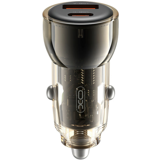 Автомобилен заряден уред с USB-C кабел XO Design CC60, 60W, 3A, 1 x USB-A - 1 x USB-C, Черен