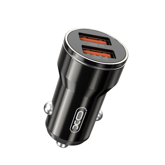 Автомобилен заряден уред с USB-C кабел XO Design CC48, 12W, 2.4A, 2 x USB-A, Сив