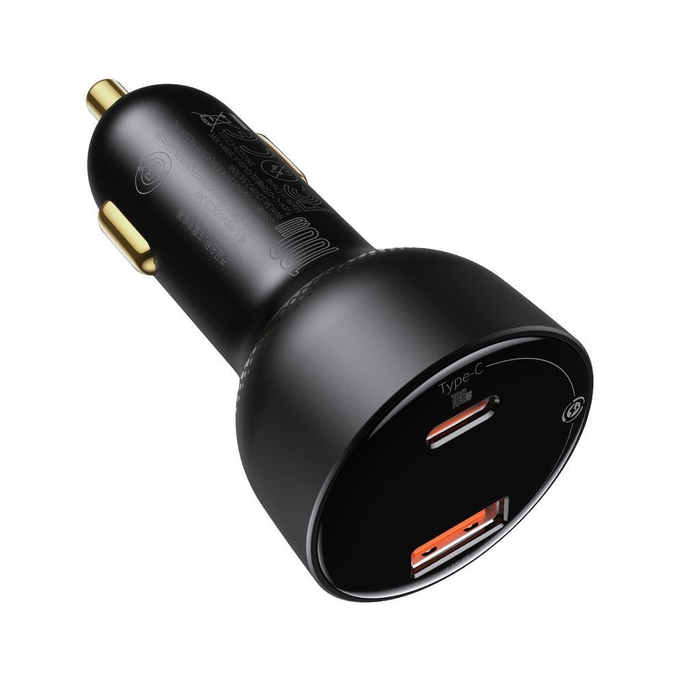 Автомобилен заряден уред с USB-C кабел Baseus Superme, 100W, 5A, 1 x USB-A - 1 x USB-C, Черен TZCCZX-01
