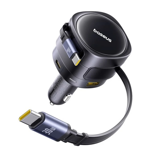 Автомобилно зарядно с USB-C кабел Baseus Enjoyment Max, 90 W, 1 x USB-A - 1 x USB-C, черно C00035507121-03