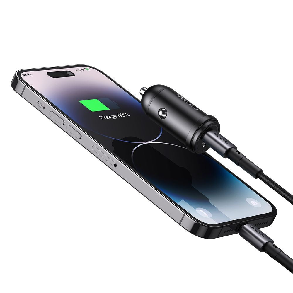 Автомобилен заряден уред с кабел Lightning McDodo CC-7492 Obsidian, 30W, 3A, 1 x USB-C, Черен