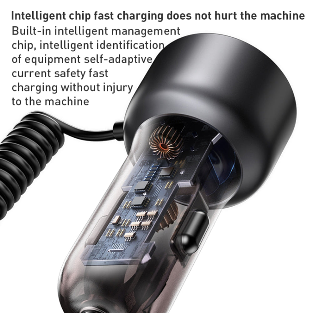 Автомобилен заряден уред с USB-C / Lightning кабел Yesido Y58 Display, 60W, 3A, 1 x USB-A - 1 x USB-C, Сив