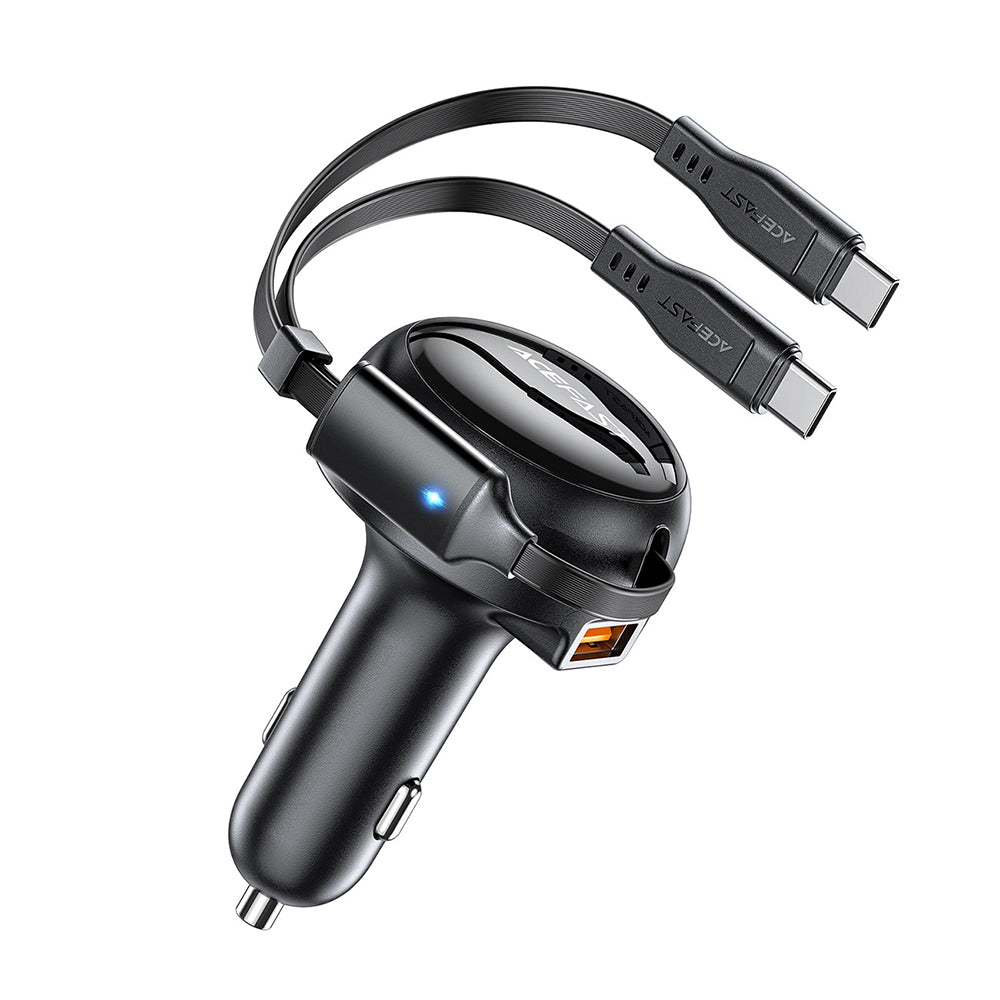 Автомобилен заряден уред с USB-C кабел Acefast B13, 53W, 3A, 1 x USB-A, Черен