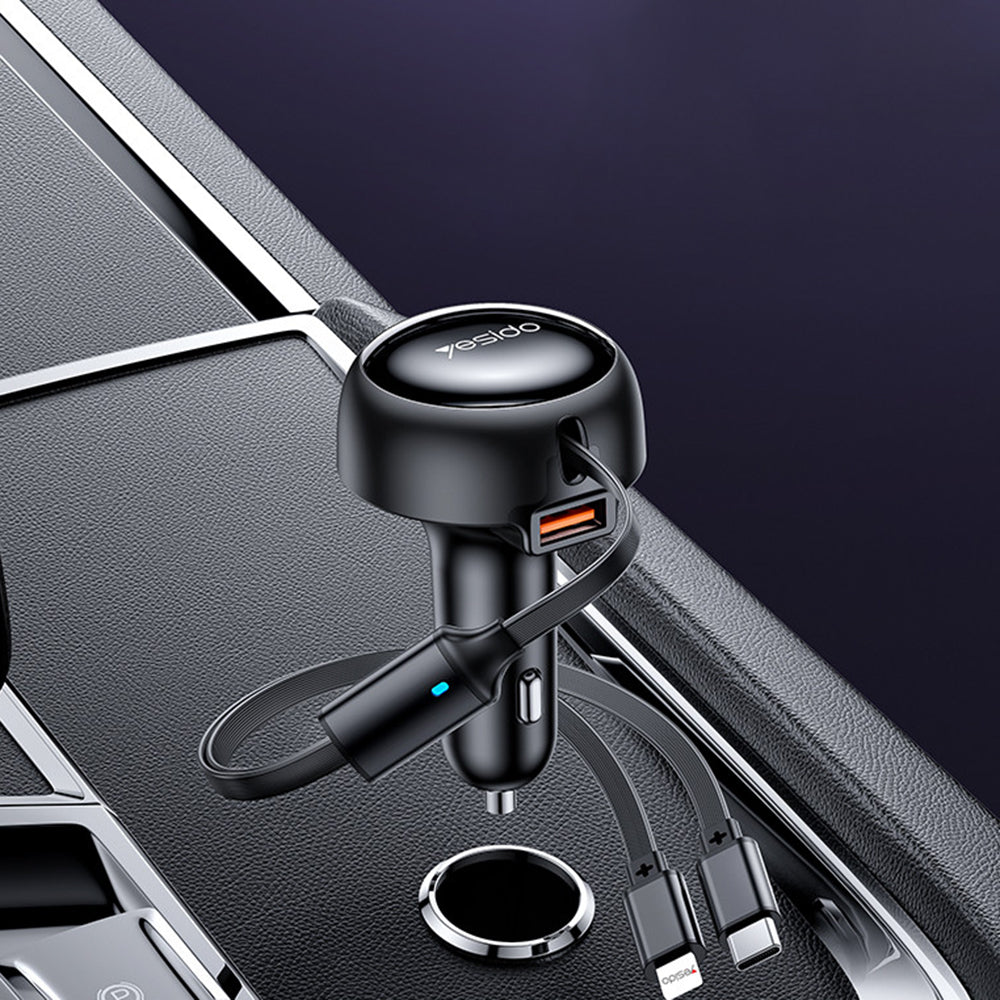 Car Charger with USB-C / Lightning Cable Yesido Y61, 53W, 3A, 1 x USB-A, Black