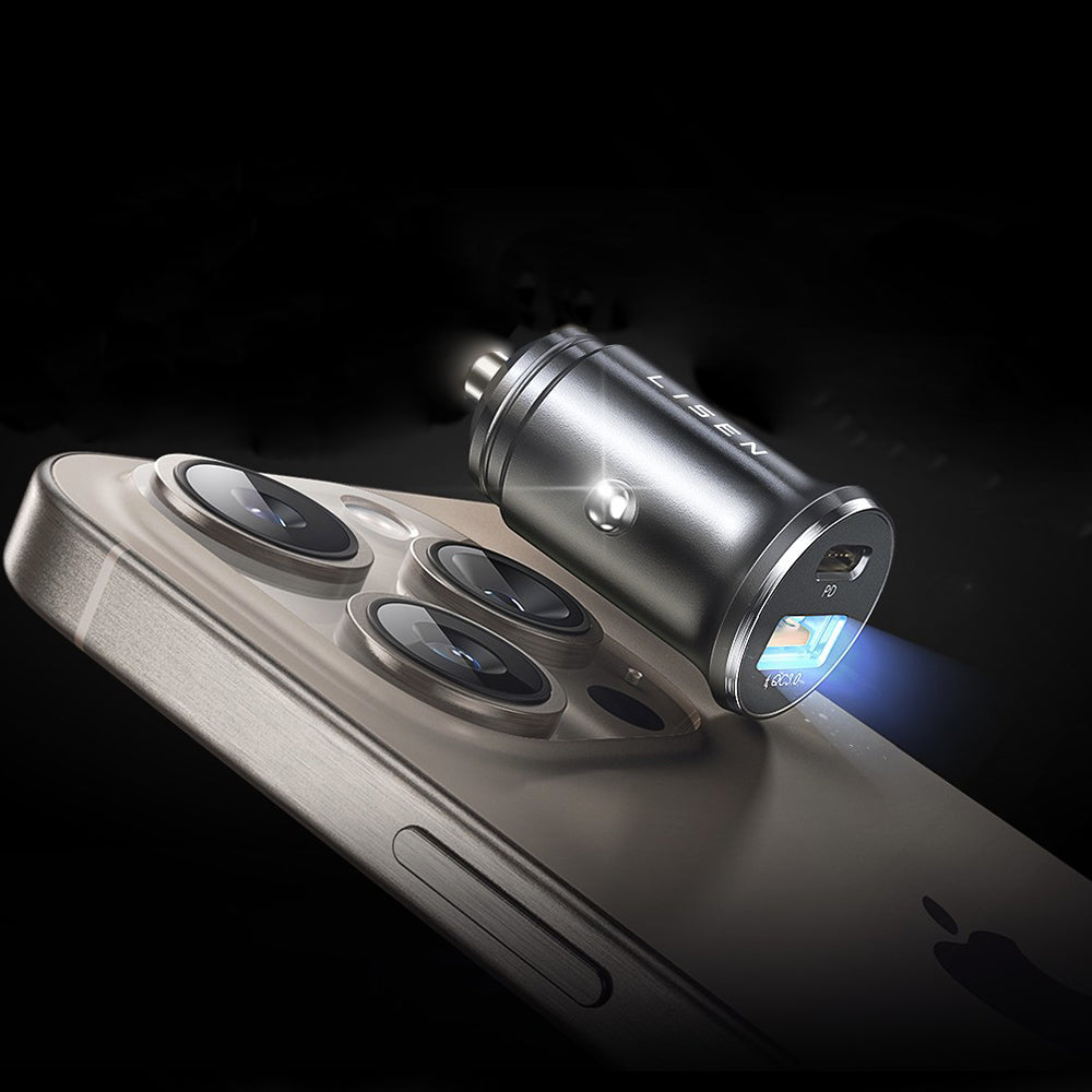 Автомобилен заряден уред с USB-C кабел Lisen, 51W, 3A, 1 x USB-A - 1 x USB-C, Тъмносин YL0223080047