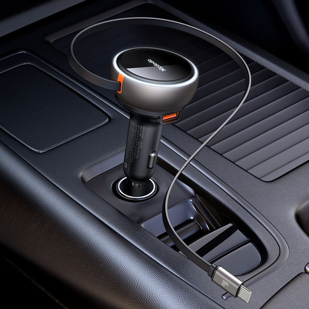 Автомобилен заряден уред с USB-C кабел McDodo CC-4850, 80W, 3A, 1 x USB-A - 1 x USB-C, Черен