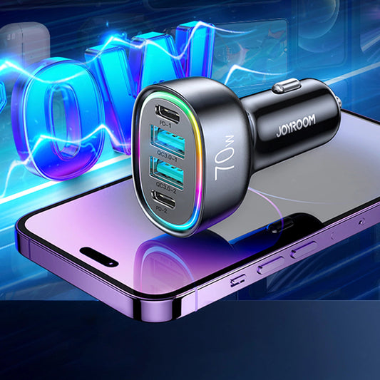 Зарядно за кола Joyroom JR-CL29, 70W, 3A, 2 x USB-A - 2 x USB-C, черно
