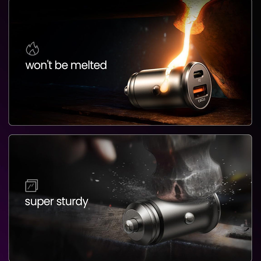 Автомобилен заряден устройство Lisen, 51W, 3A, 1 x USB-A - 1 x USB-C, Комплект 2 броя, Черен YL0223080037