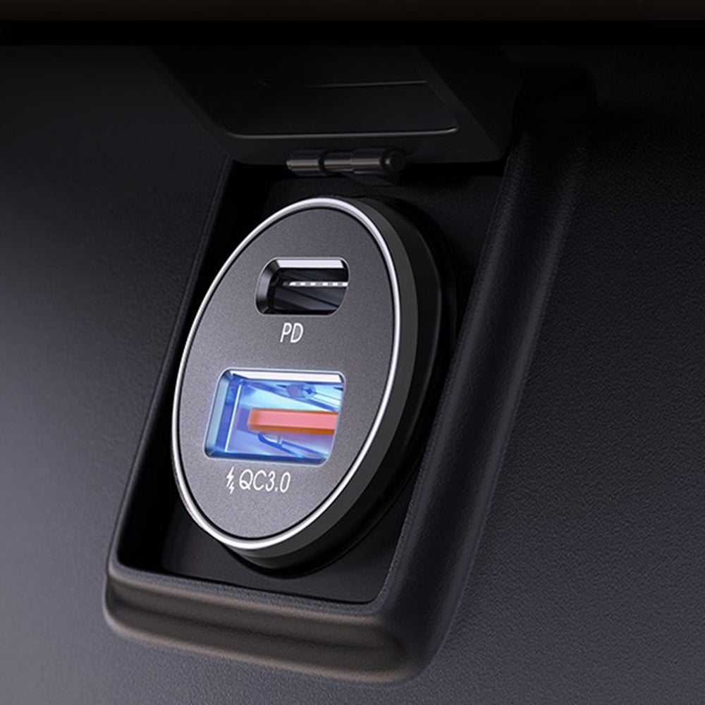 Автомобилен заряден устройство Lisen, 51W, 3A, 1 x USB-A - 1 x USB-C, Комплект 2 броя, Черен YL0223080037