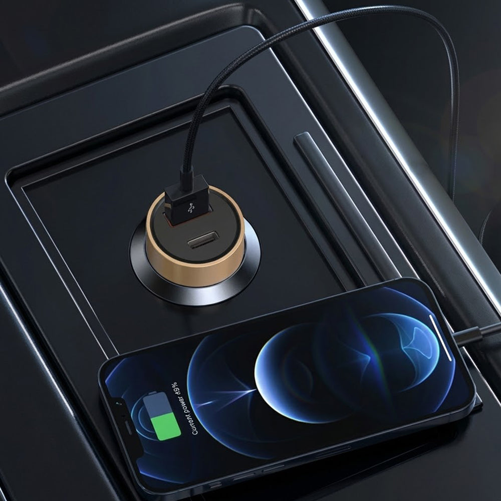 Автомобилен заряден уред Lito IN-C04, 52W, 3A, 1 x USB-A - 1 x USB-C, Черен