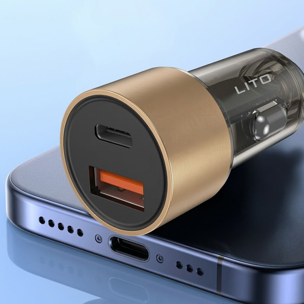 Автомобилен заряден уред Lito IN-C04, 52W, 3A, 1 x USB-A - 1 x USB-C, Черен