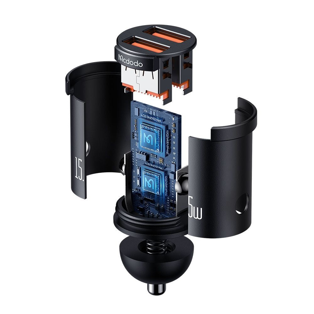 Автомобилен заряден уред McDodo CC-2950 Cool, 15.5W, 3.1A, 2 x USB-A, Черен