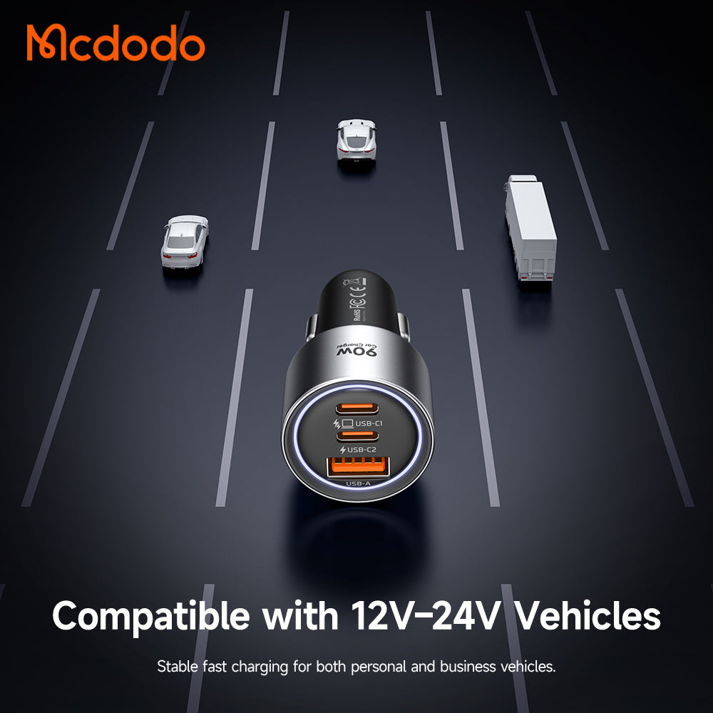 Автомобилен зарядно McDodo CC-3110 Gana, 90W, 3A, 1 x USB-A - 2 x USB-C, Черен