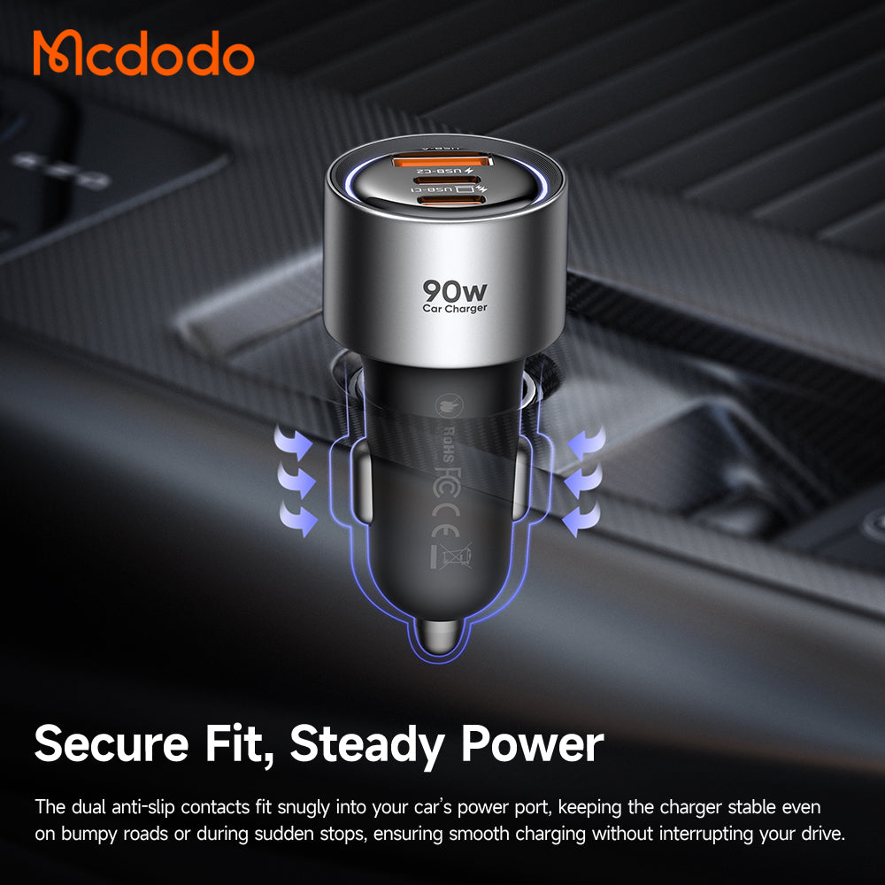 Автомобилен зарядно McDodo CC-3110 Gana, 90W, 3A, 1 x USB-A - 2 x USB-C, Черен