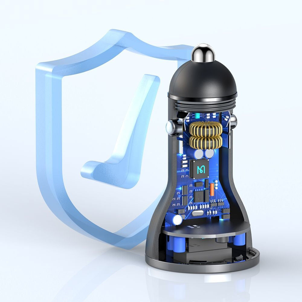 Автомобилен заряден уред McDodo CC-5670 Display, 95W, 5A, 1 x USB-A - 1 x USB-C, Черен