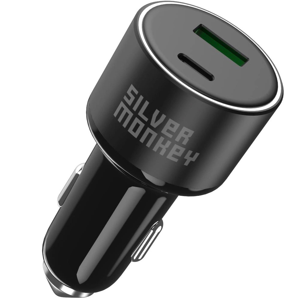 Зарядно устройство за кола Silver Monkey SMA014, 100W, 3A, 1 x USB-A - 1 x USB-C, черно