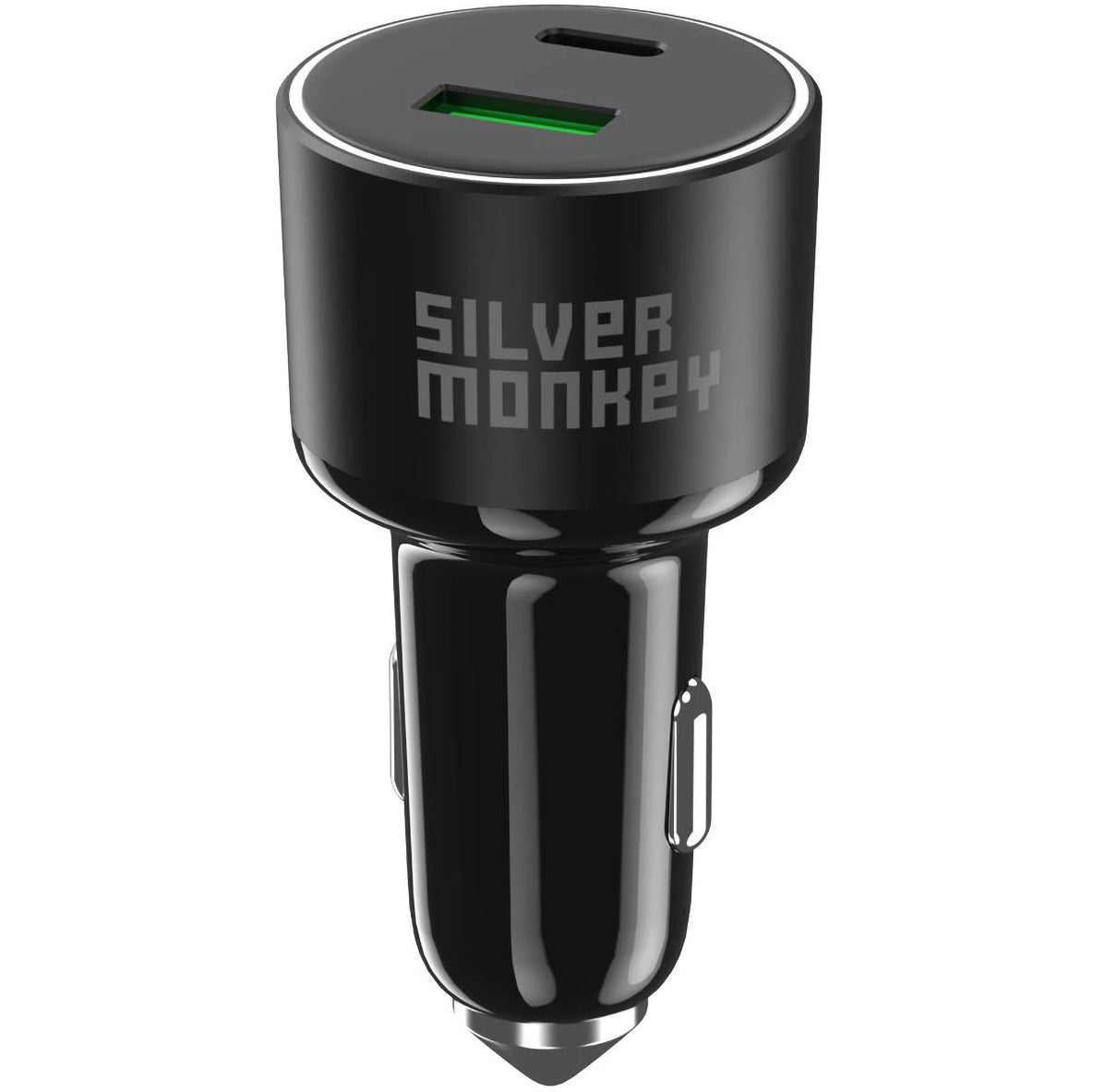 Зарядно устройство за кола Silver Monkey SMA014, 100W, 3A, 1 x USB-A - 1 x USB-C, черно