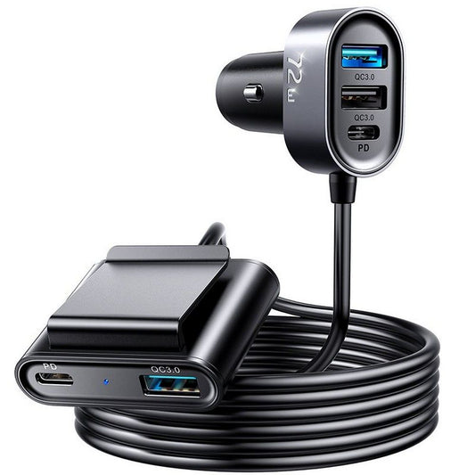 Автомобилен заряден уред Joyroom JR-CL05, 72W, 3A, 2 x USB-C - 3 x USB-A, Черен