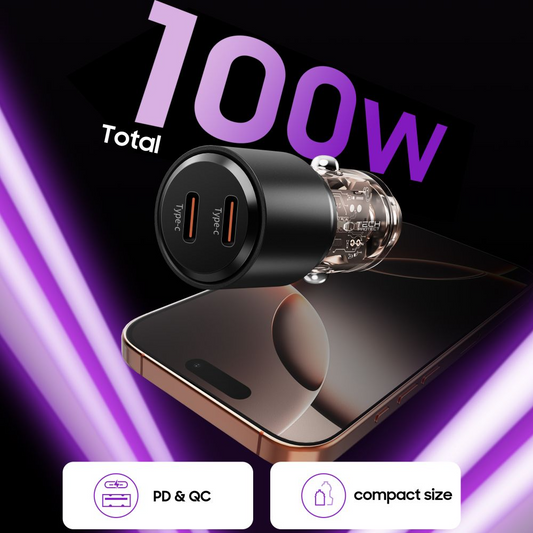 Автомобилен зарядно Tech-Protect CC03, 100W, 3.25A, 2 x USB-C, Черен