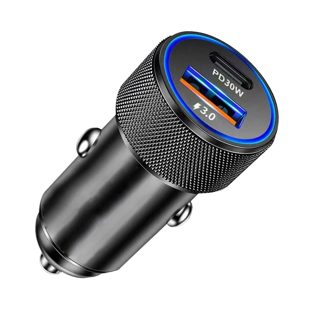 Автомобилен заряден уред Techsuit C2 VoltDuo, 30W, 3A, 1 x USB-A - 1 x USB-C, Черен