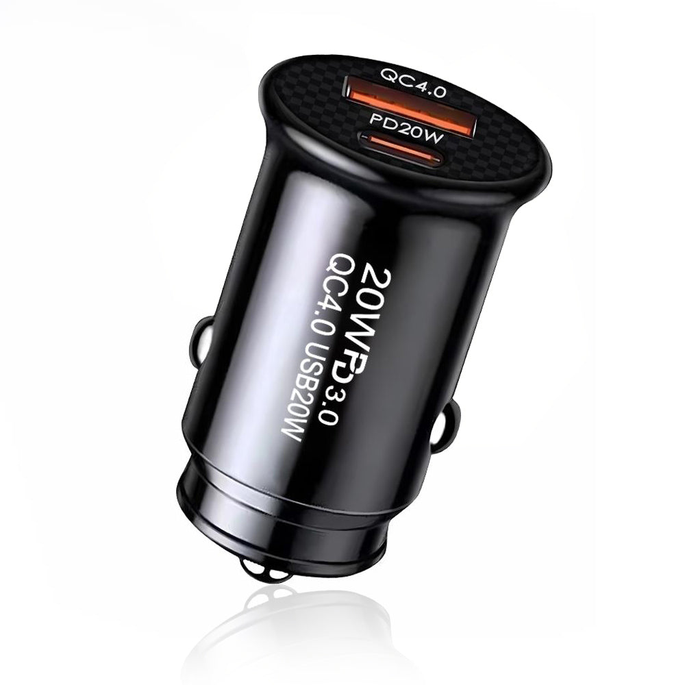 Автомобилен заряден уред Techsuit C4 MiniFuseX, 20W, 3A, 1 x USB-A - 1 x USB-C, Черен