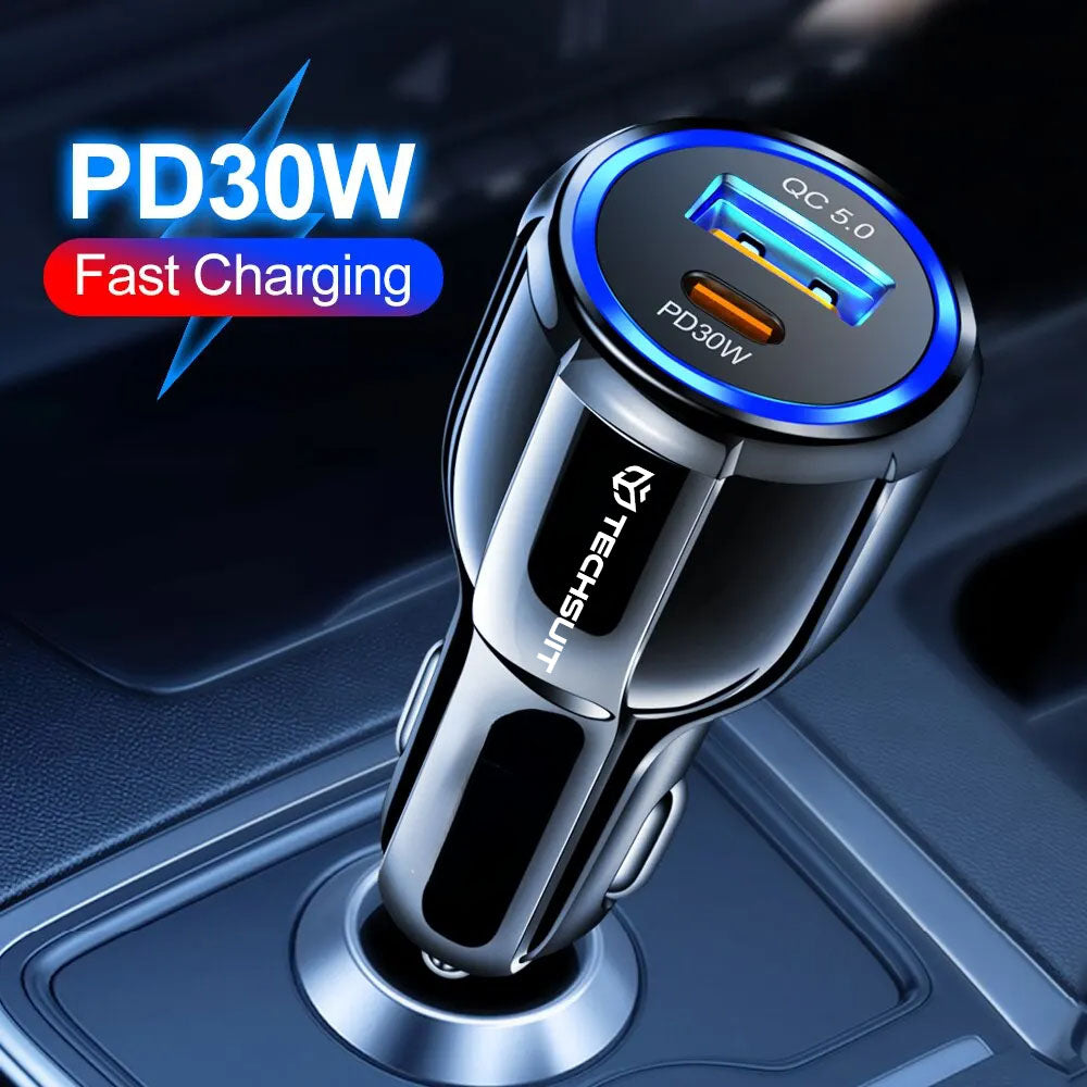 Инкаркатор Auto Techsuit TE-022 Premium, 60W, 3A, 1 x USB-A - 1 x USB-C, Черен