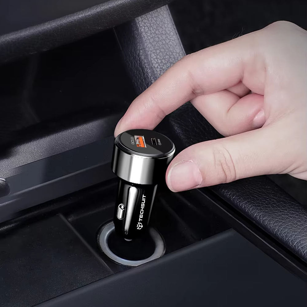 Автомобилен заряден уред Techsuit TE-P31 Premium, 48W, 3A, 1 x USB-A - 1 x USB-C, Черен