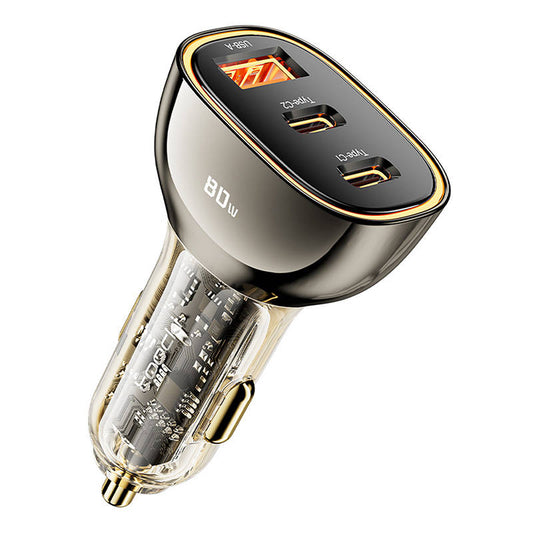 Toocki Зарядно за кола 2C+A, 80W, 3A, 1 x USB-A - 2 x USB-C, черно TCC2C 1A-XF01 TCC2C 1A-XF01