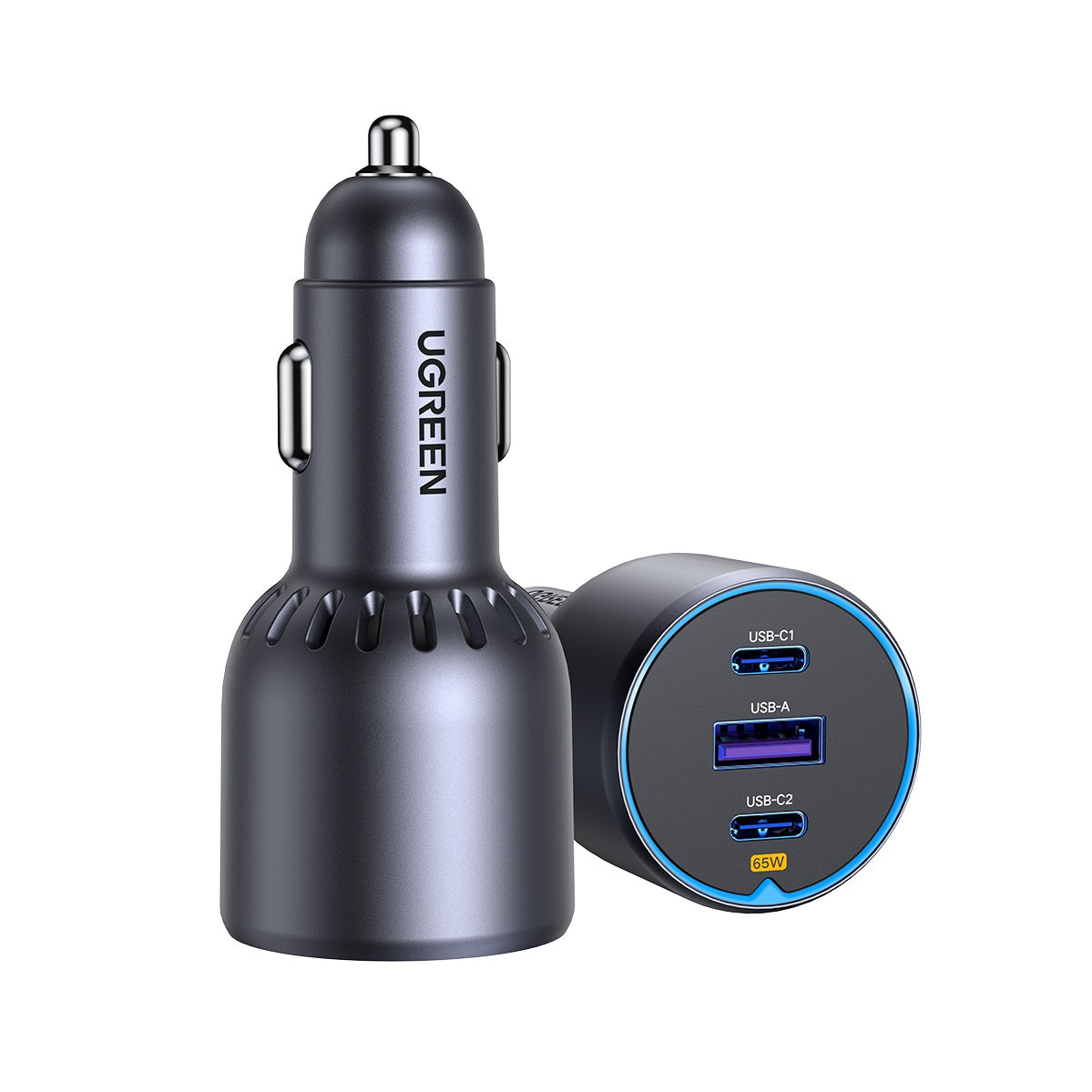 Автомобилен заряден уред UGREEN EC703, 75W, 3.25A, 1 x USB-A - 2 x USB-C, Черен
