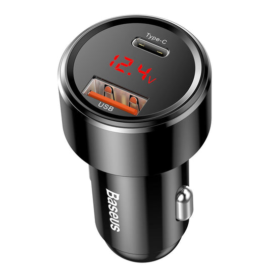 Зарядно за кола Baseus Magic Display Series, 45W, 6A, 1 x USB-A - 1 x USB-C, черно CCMLC20C-01