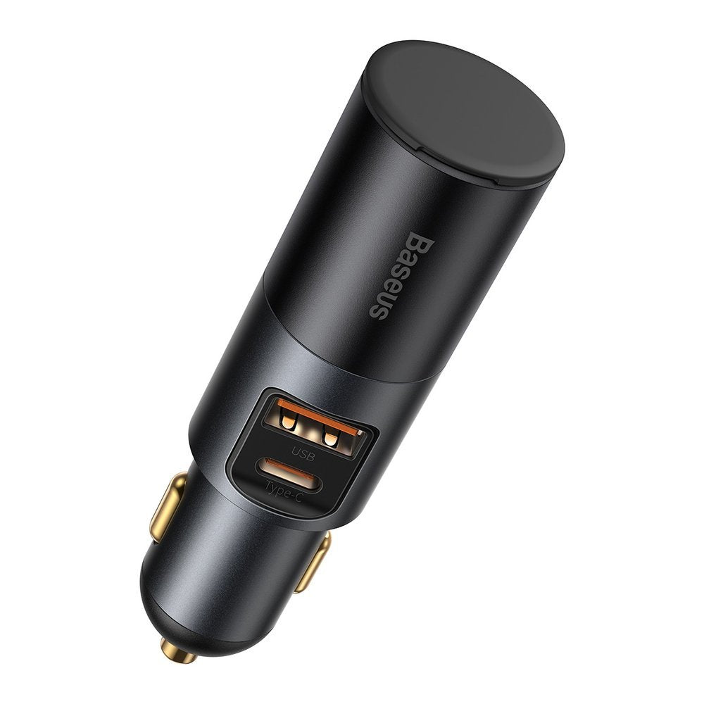 Автомобилен заряден уред Baseus Share Together, 120W, 3A, 1 x USB-A - 1 x USB-C - 1 x Удължител за запалка, Сив CCBT-C0G