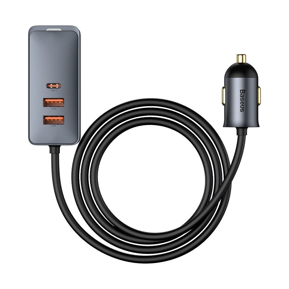 Автомобилно зарядно Baseus Share Together, 120W, 3A, 3 x USB-A - 1 x USB-C, Сиво CCBT-B0G