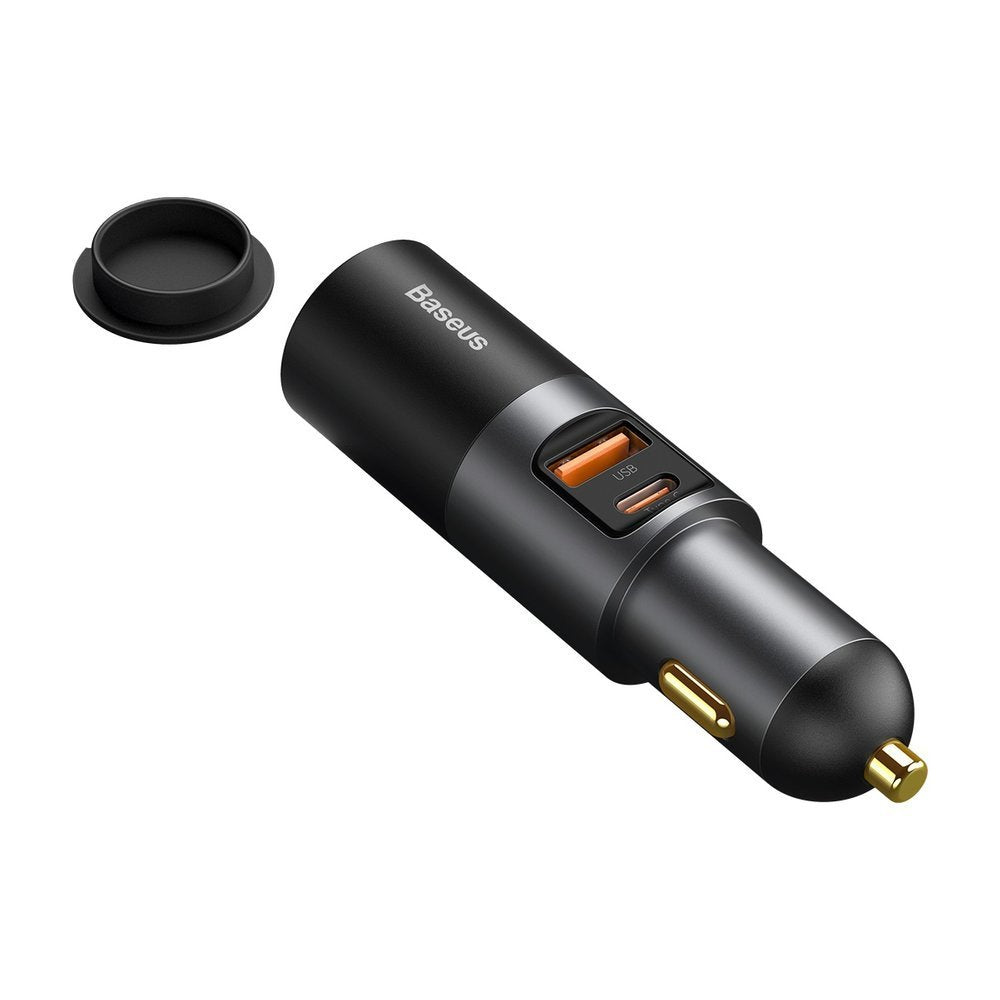 Автомобилен заряден уред Baseus Share Together, 120W, 3A, 1 x USB-A - 1 x USB-C - 1 x Удължител за запалка, Сив CCBT-C0G