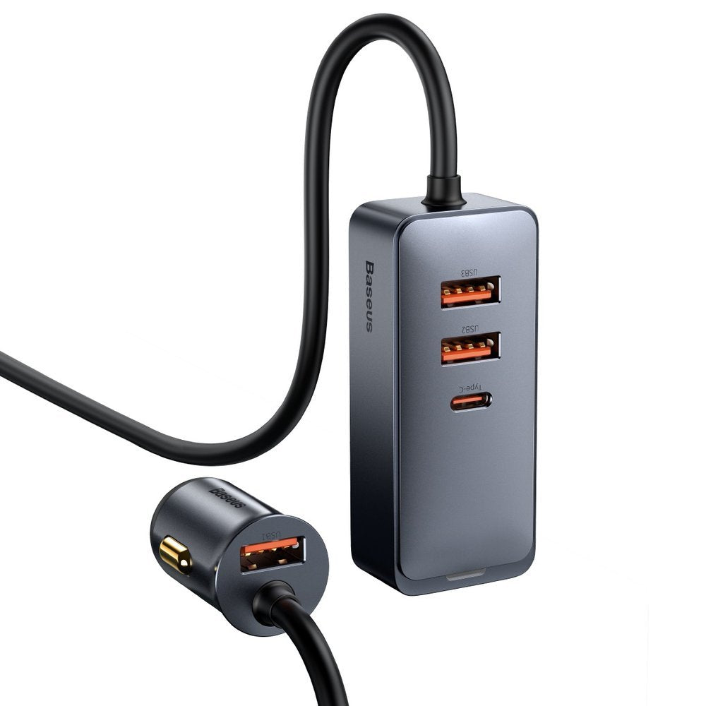 Автомобилно зарядно Baseus Share Together, 120W, 3A, 3 x USB-A - 1 x USB-C, Сиво CCBT-B0G