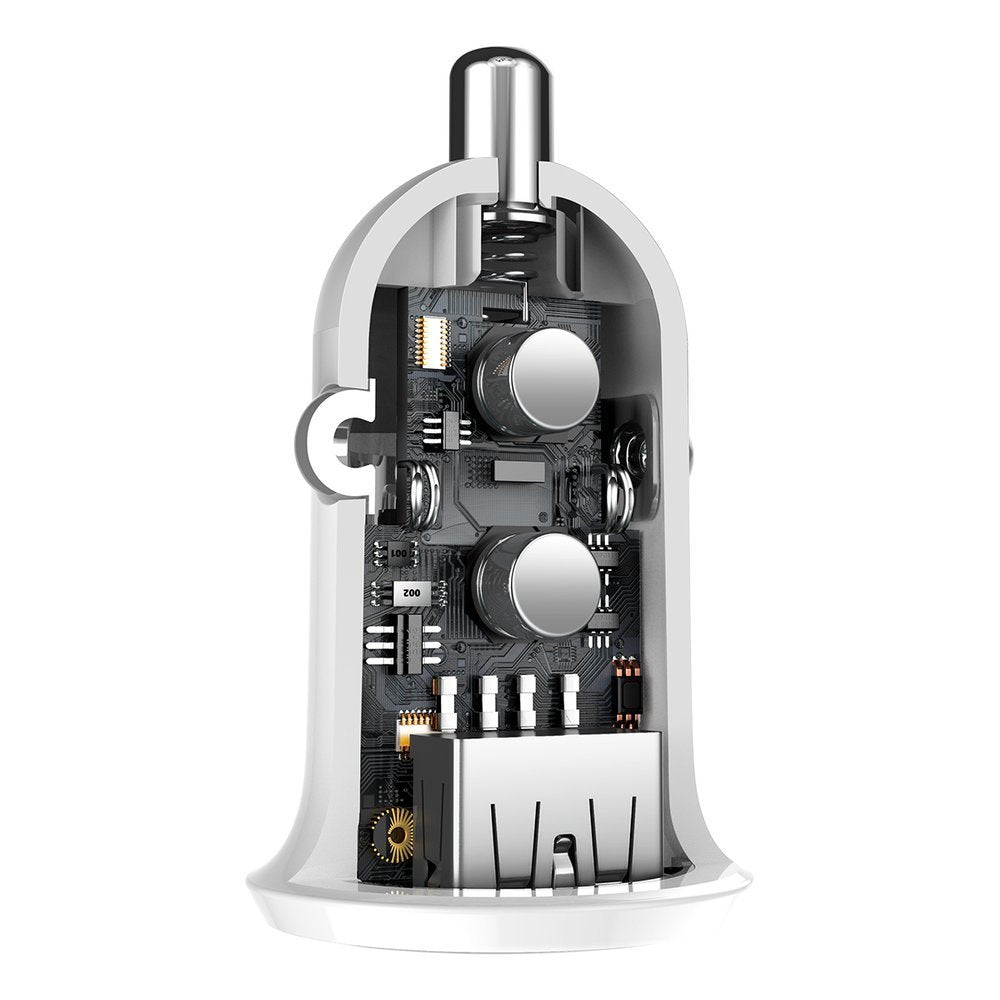 Зарядно устройство за кола Baseus Grain Pro, 24W, 2,4A, 2 x USB-A, бяло CCALLP-02