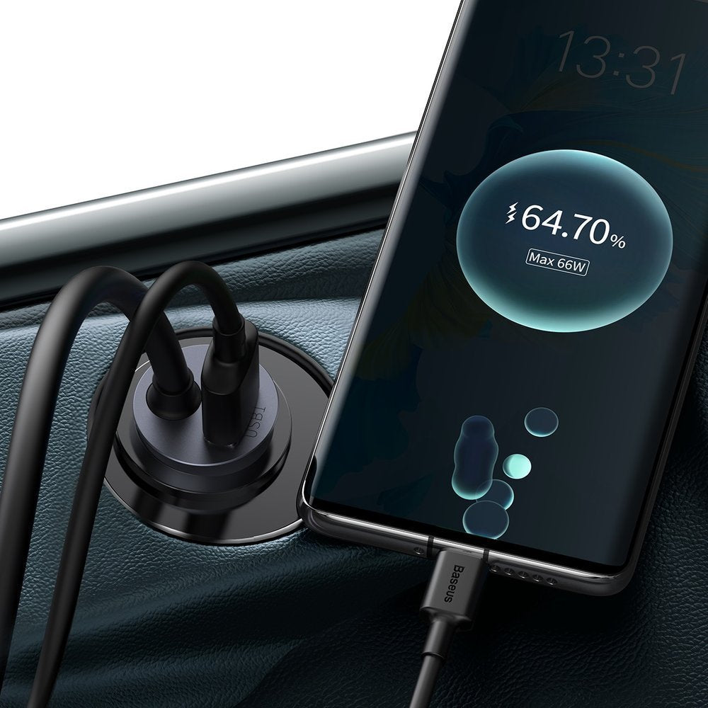 Автомобилно зарядно Baseus Share Together, 120W, 3A, 3 x USB-A - 1 x USB-C, Сиво CCBT-B0G