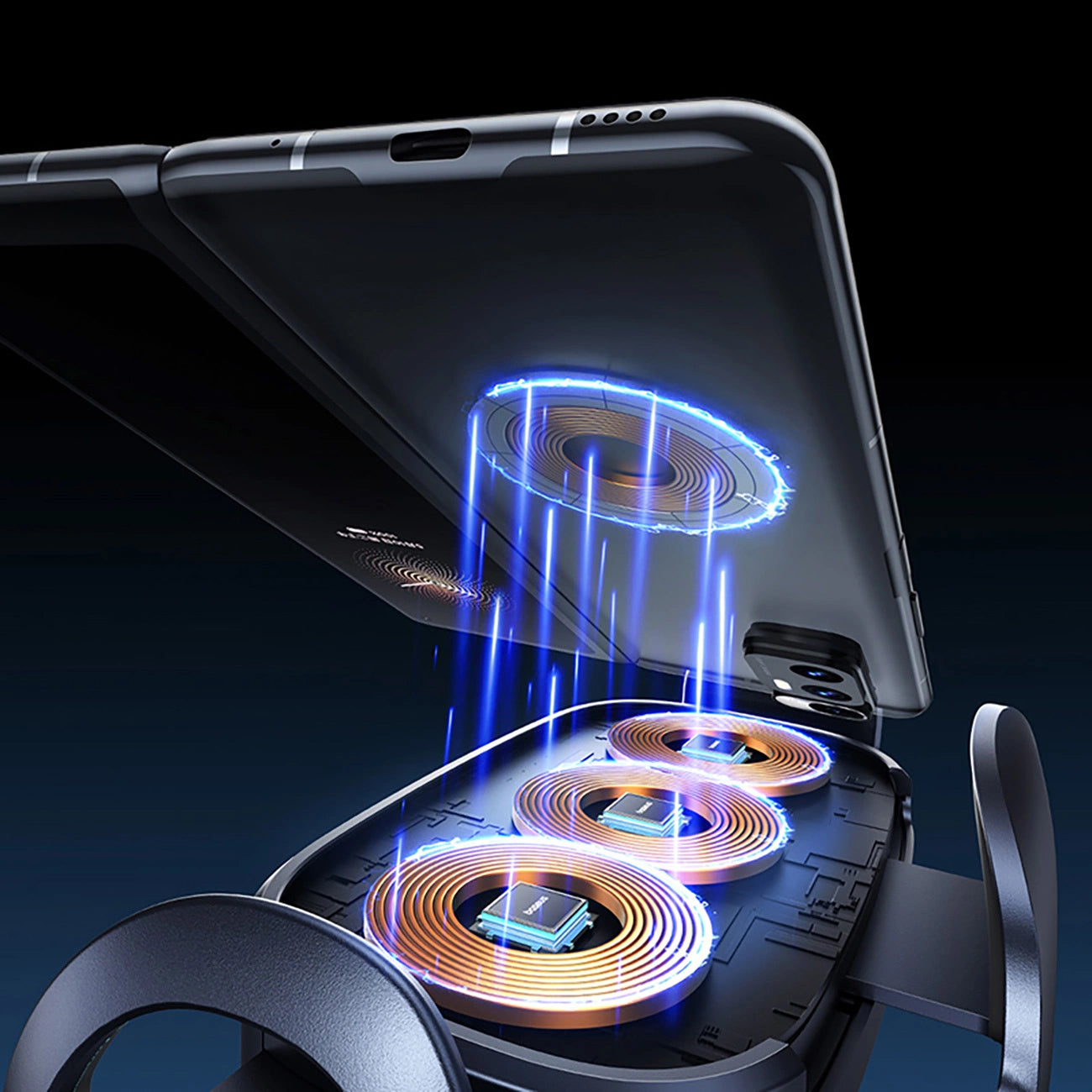 Автомобилен безжичен заряден уред Baseus LightChaser, 15W, 1.67A, Черен, Реупакован C40355901111-00